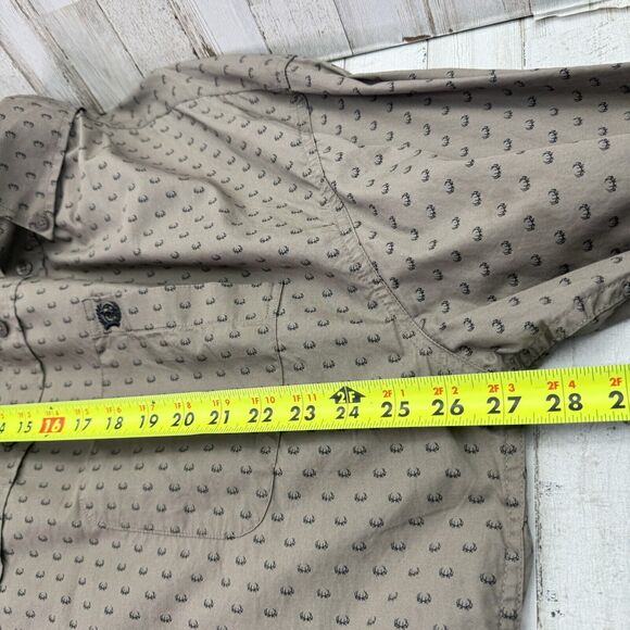 Cinch Outdoor Shirt Mens XXL Brown Big Buck Deer Antlers Hunting Button Down - Picture 4 of 7
